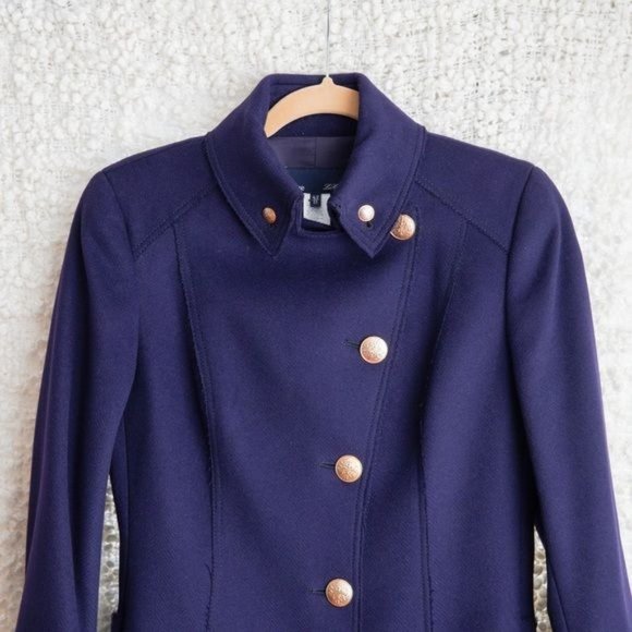 NEW Les Copains Stand Collar Navy Military Coat 42EU - Picture 8 of 8